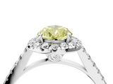 White gold Fancy Yellow Pear  Halo Pavé Diamond Engagement Ring with Four-Prong Setting_7
