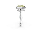 White gold Fancy Yellow Pear  Halo Pave Band Solitaire Ring with Prong Setting_68