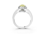 White gold Fancy Yellow Pear  Halo Pave Band Solitaire Ring with Prong Setting_69