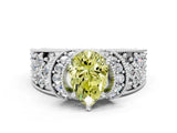 White gold Fancy Yellow Pear  Halo Pave Diamond Engagement Ring with Milgrain Detailing_60