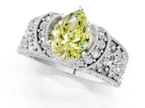 White gold Fancy Yellow Pear  Halo Pave Diamond Engagement Ring with Milgrain Detailing_61