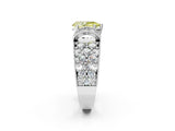 White gold Fancy Yellow Pear  Halo Pave Diamond Engagement Ring with Milgrain Detailing_62