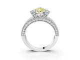 White gold Fancy Yellow Pear  Halo Pave Diamond Engagement Ring with Milgrain Detailing_63