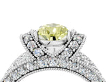 White gold Fancy Yellow Pear  Halo Pave Diamond Engagement Ring with Milgrain Detailing_64