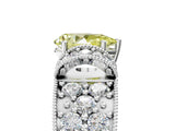 White gold Fancy Yellow Pear  Halo Pave Diamond Engagement Ring with Milgrain Detailing_65