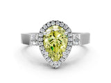 White gold Fancy Yellow Pear  Halo Pave Split Shank Prong Setting Ring_26