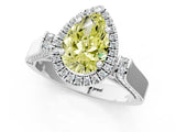 White gold Fancy Yellow Pear  Halo Pave Split Shank Prong Setting Ring_27