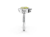 White gold Fancy Yellow Pear  Halo Round Diamond Milgrain Pave Engagement Ring_5
