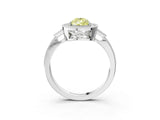 White gold Fancy Yellow Pear  Halo Round Diamond Milgrain Pave Engagement Ring_6