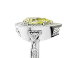 White gold Fancy Yellow Pear  Halo Round Diamond Milgrain Pave Engagement Ring_8