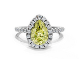 White gold Fancy Yellow Pear  Halo Round Diamond Pavé Band Four-Prong Ring_3