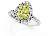 White gold Fancy Yellow Pear  Halo Round Diamond Pavé Band Four-Prong Ring_4