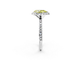 White gold Fancy Yellow Pear  Halo Round Diamond Pavé Band Four-Prong Ring_5