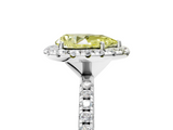 White gold Fancy Yellow Pear  Halo Round Diamond Pavé Band Four-Prong Ring_8