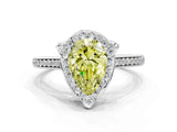 White gold Fancy Yellow Pear  Halo Round Diamond Pave Band with Four-Prong Setting_50