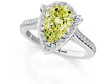 White gold Fancy Yellow Pear  Halo Round Diamond Pave Band with Four-Prong Setting_51