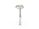 White gold Fancy Yellow Pear  Halo Round Diamond Pave Band with Four-Prong Setting_52