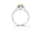 White gold Fancy Yellow Pear  Halo Round Diamond Pave Band with Four-Prong Setting_53