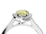 White gold Fancy Yellow Pear  Halo Round Diamond Pave Band with Four-Prong Setting_54