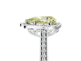 White gold Fancy Yellow Pear  Halo Round Diamond Pave Band with Four-Prong Setting_55