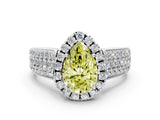 White gold Fancy Yellow Pear  Halo Round Diamond Pave Band with Prong Setting_24