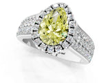 White gold Fancy Yellow Pear  Halo Round Diamond Pave Band with Prong Setting_25