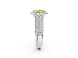 White gold Fancy Yellow Pear  Halo Round Diamond Pave Band with Prong Setting_26
