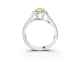 White gold Fancy Yellow Pear  Halo Round Diamond Pave Band with Prong Setting_27