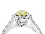 White gold Fancy Yellow Pear  Halo Round Diamond Pave Band with Prong Setting_28