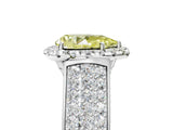 White gold Fancy Yellow Pear  Halo Round Diamond Pave Band with Prong Setting_29