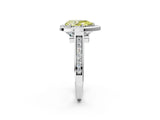 White gold Fancy Yellow Pear  Halo Solitaire Diamond Ring with Pave Band and Bezel Setting_50