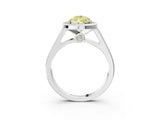 White gold Fancy Yellow Pear  Halo Solitaire Diamond Ring with Pave Band and Bezel Setting_52