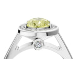 White gold Fancy Yellow Pear  Halo Solitaire Diamond Ring with Pave Band and Bezel Setting_52