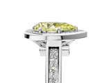 White gold Fancy Yellow Pear  Halo Solitaire Diamond Ring with Pave Band and Bezel Setting_54