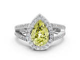 White gold Fancy Yellow Pear  Halo Split Shank Diamond Ring with Four-Prong Setting_32