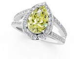 White gold Fancy Yellow Pear  Halo Split Shank Diamond Ring with Four-Prong Setting_33