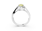 White gold Fancy Yellow Pear  Halo Split Shank Diamond Ring with Four-Prong Setting_35