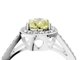 White gold Fancy Yellow Pear  Halo Split Shank Diamond Ring with Four-Prong Setting_36
