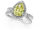 White gold Fancy Yellow Pear  Halo Split Shank Diamond Ring with Pavé Setting_38