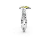 White gold Fancy Yellow Pear  Halo Split Shank Diamond Ring with Pavé Setting_40