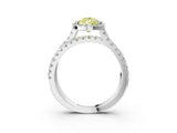 White gold Fancy Yellow Pear  Halo Split Shank Diamond Ring with Pavé Setting_41