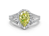 White gold Fancy Yellow Pear  Halo Split Shank Diamond Ring with Prong Setting_20