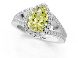 White gold Fancy Yellow Pear  Halo Split Shank Diamond Ring with Prong Setting_21