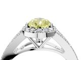 White gold Fancy Yellow Pear  Halo Split Shank Diamond Ring with Prong Setting_24