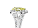 White gold Fancy Yellow Pear  Halo Split Shank Diamond Ring with Prong Setting_25