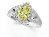 White gold Fancy Yellow Pear  Halo Split Shank Pave Diamond Ring with Four-Prong Setting_50