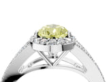 White gold Fancy Yellow Pear  Halo Split Shank Pave Diamond Ring with Four-Prong Setting_53
