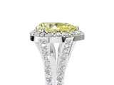 White gold Fancy Yellow Pear  Halo Split Shank Pave Diamond Ring with Four-Prong Setting_54