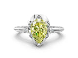 White gold Fancy Yellow Pear  Halo Split Shank Pave Diamond Ring with Petal Prong Setting_32