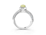 White gold Fancy Yellow Pear  Halo Split Shank Pave Diamond Ring with Petal Prong Setting_35